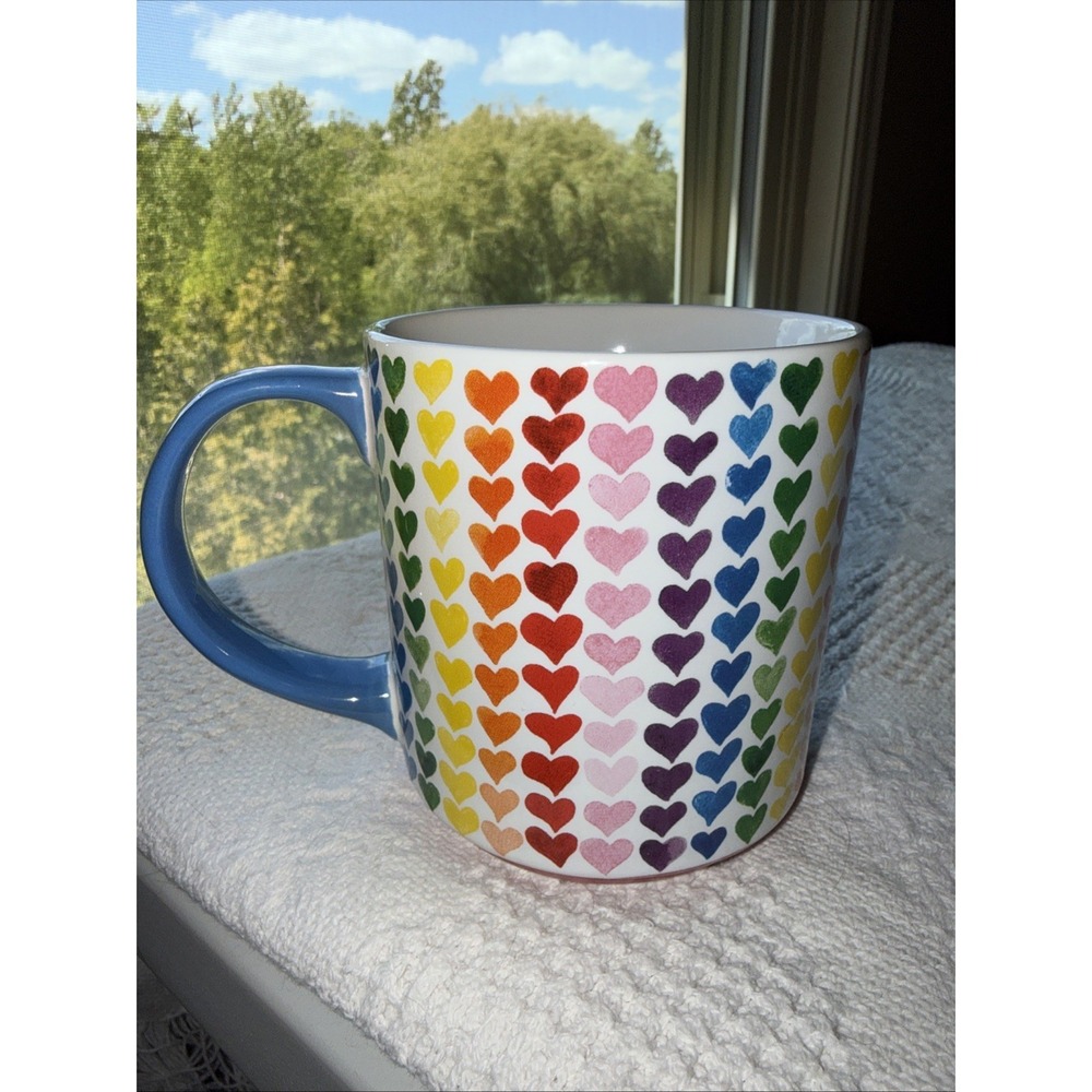 Williams Sonoma The Trevor Project Rainbow Heart LGBTQ Mug EUC